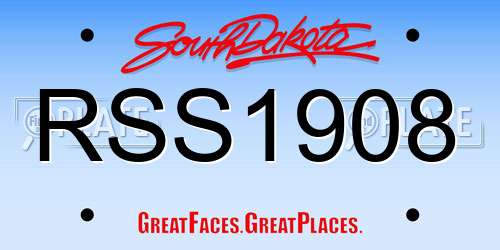RSS1908 South Dakota License Plate