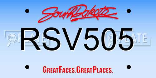 RSV505 South Dakota License Plate