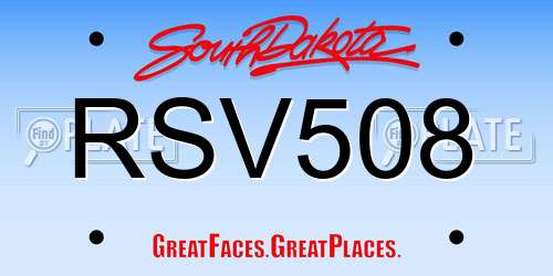 RSV508 South Dakota License Plate