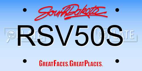 RSV50S South Dakota License Plate