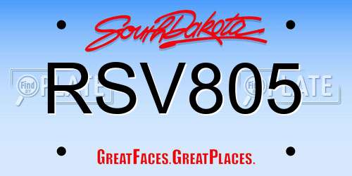 RSV805 South Dakota License Plate