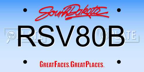 RSV80B South Dakota License Plate