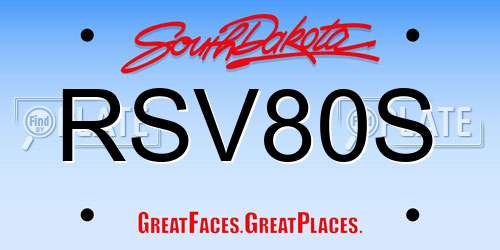 RSV80S South Dakota License Plate