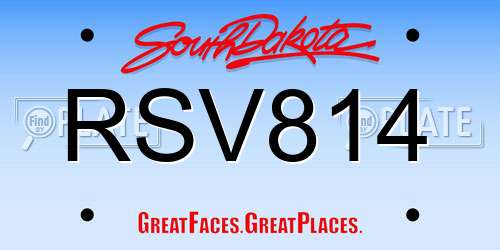 RSV814 South Dakota License Plate