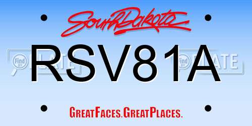 RSV81A South Dakota License Plate