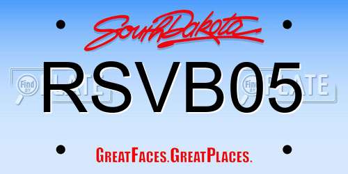 RSVB05 South Dakota License Plate