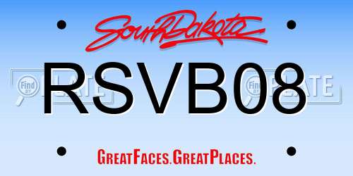 RSVB08 South Dakota License Plate