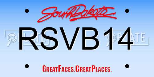 RSVB14 South Dakota License Plate
