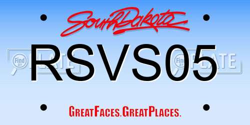 RSVS05 South Dakota License Plate