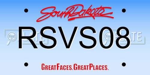 RSVS08 South Dakota License Plate