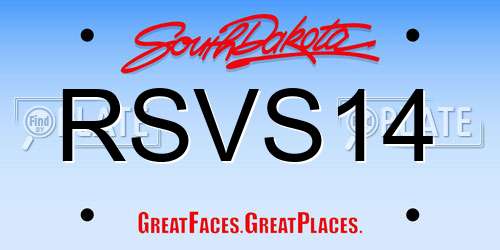 RSVS14 South Dakota License Plate