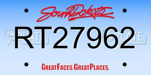 RT27962 South Dakota License Plate