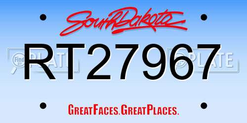 RT27967 South Dakota License Plate