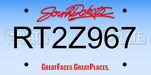 RT2Z967 South Dakota License Plate