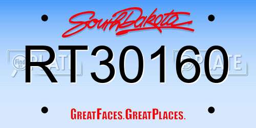 RT30160 South Dakota License Plate