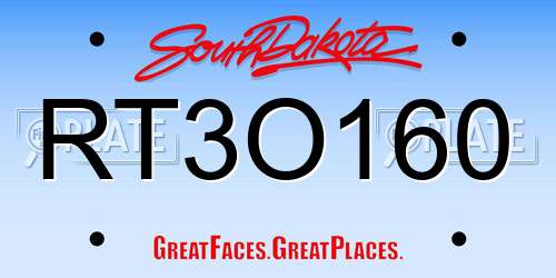 RT3O160 South Dakota License Plate