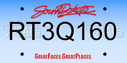 RT3Q160 South Dakota License Plate
