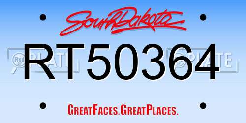 RT50364 South Dakota License Plate