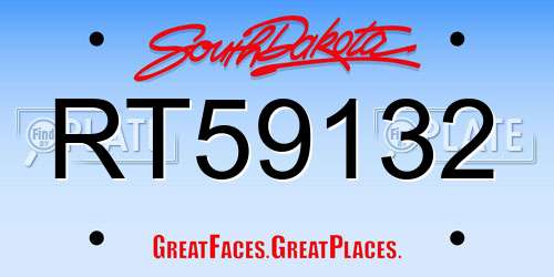 RT59132 South Dakota License Plate