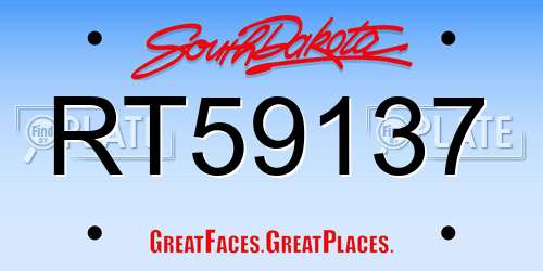 RT59137 South Dakota License Plate