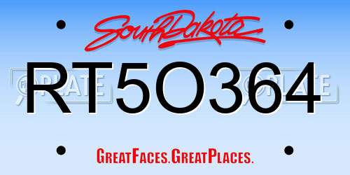 RT5O364 South Dakota License Plate