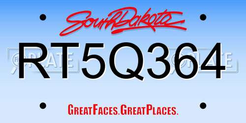 RT5Q364 South Dakota License Plate