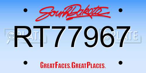 RT77967 South Dakota License Plate