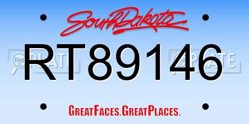 RT89146 South Dakota License Plate