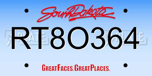 RT8O364 South Dakota License Plate