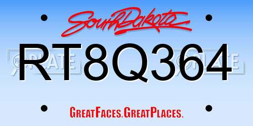 RT8Q364 South Dakota License Plate