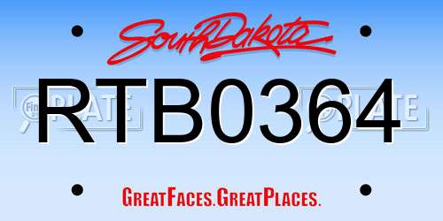RTB0364 South Dakota License Plate