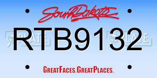RTB9132 South Dakota License Plate