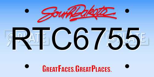 RTC6755 South Dakota License Plate