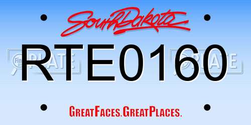 RTE0160 South Dakota License Plate