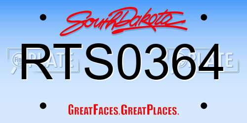 RTS0364 South Dakota License Plate