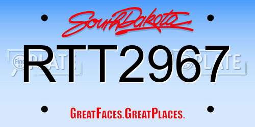 RTT2967 South Dakota License Plate