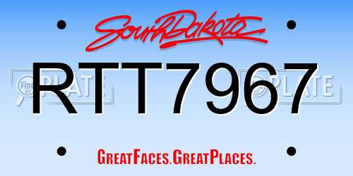 RTT7967 South Dakota License Plate