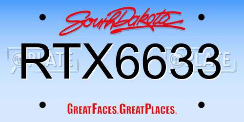 RTX6633 South Dakota License Plate