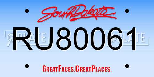 RU80061 South Dakota License Plate