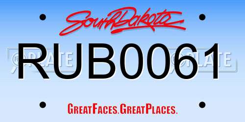 RUB0061 South Dakota License Plate