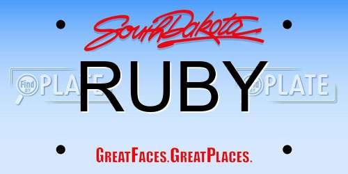 RUBY South Dakota License Plate
