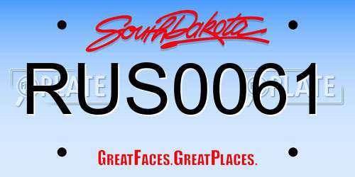 RUS0061 South Dakota License Plate