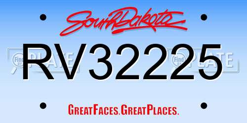 RV32225 South Dakota License Plate