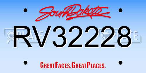 RV32228 South Dakota License Plate