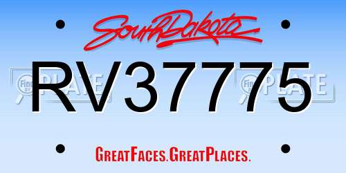 RV37775 South Dakota License Plate