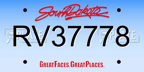 RV37778 South Dakota License Plate