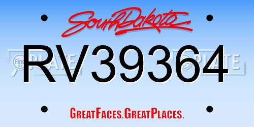 RV39364 South Dakota License Plate