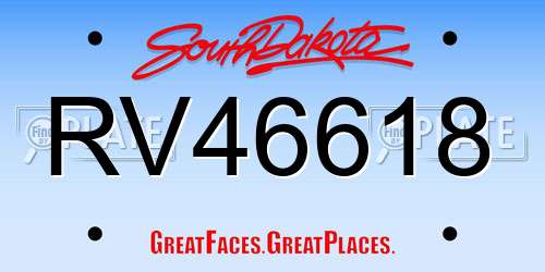 RV46618 South Dakota License Plate