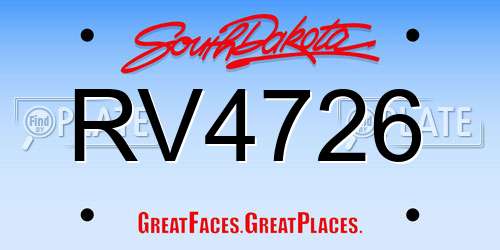 RV4726 South Dakota License Plate