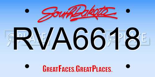 RVA6618 South Dakota License Plate